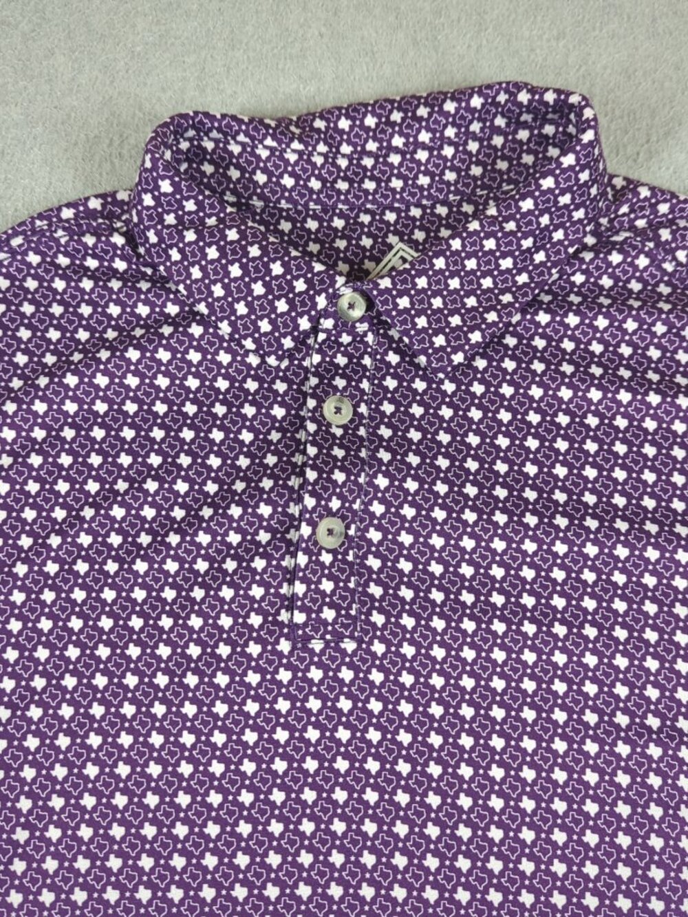 Burlebo Polo Shirt Men's Large Texas All Over Print Performance Stretch Golf
